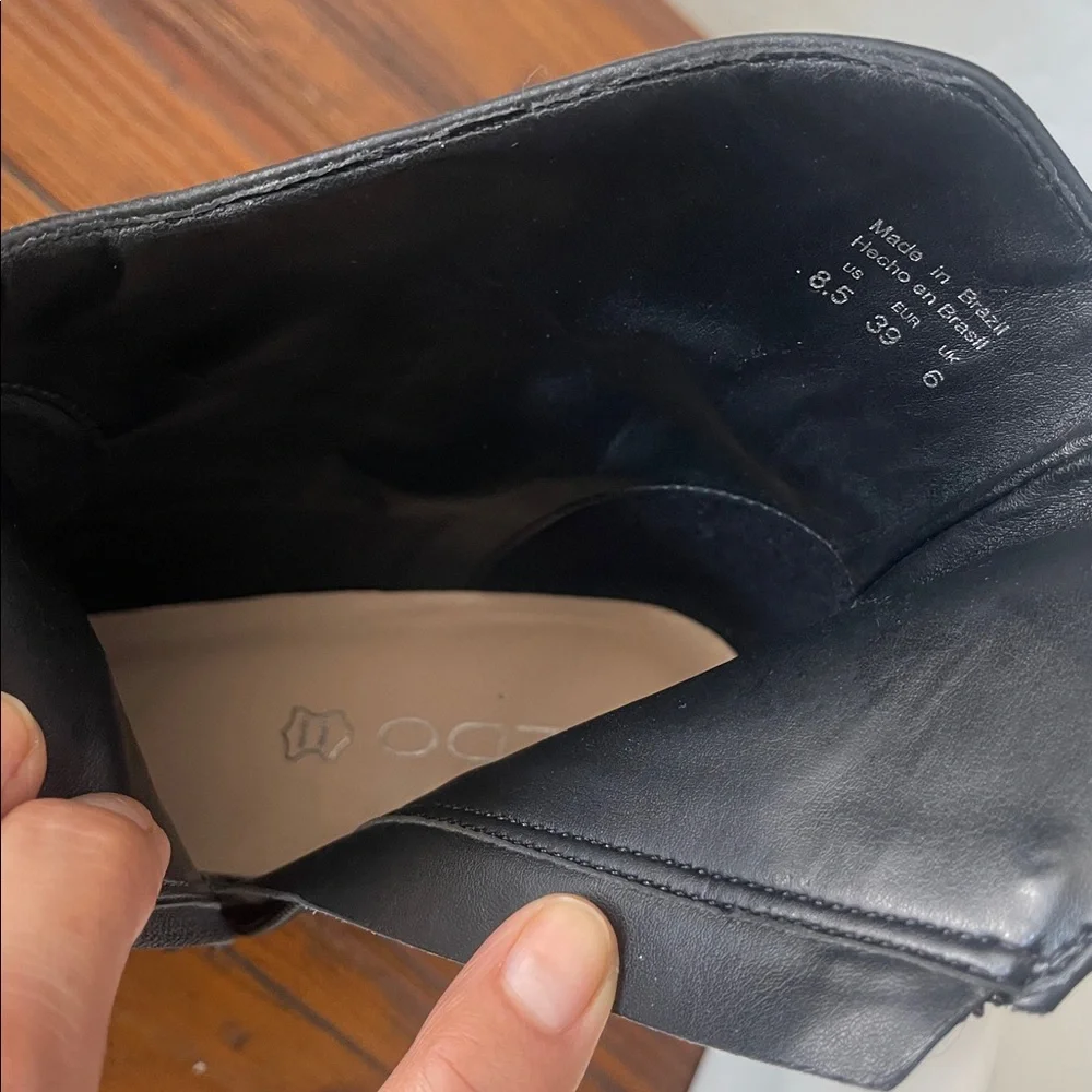 ALDO MYRONA BOOTS Black Leather Pointed Tor Side Zipper Stiletto Heel Size 8.5 - Picture 9 of 16